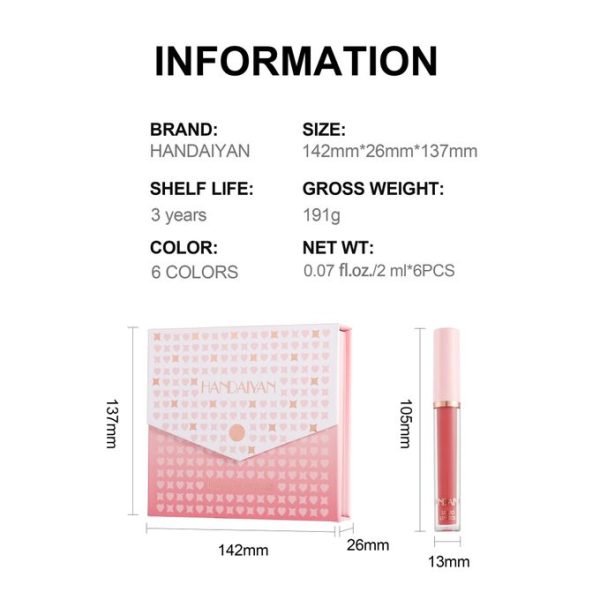 6 Color Lip Glaze Set Matte Lipstick Set - Image 7
