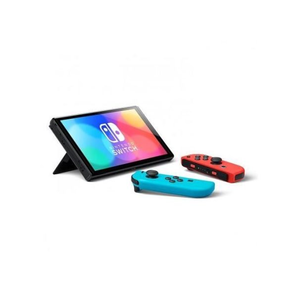Nintendo Switch Console (OLED Model) - Neon Blue/Neon Red - Image 4