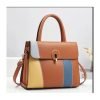 Elegant Glossy PU Leather Large Capacity Handbag-Brown