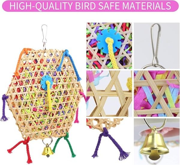 Bird Parrot Toys，2 Pack Bird Hanging Foraging Shredder Toys for Small Medium Small Bird Conure Cockatiel Parrotlet Lovebird Budgie - Image 3