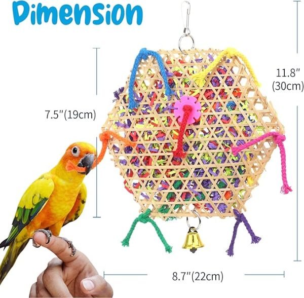 Bird Parrot Toys，2 Pack Bird Hanging Foraging Shredder Toys for Small Medium Small Bird Conure Cockatiel Parrotlet Lovebird Budgie - Image 4