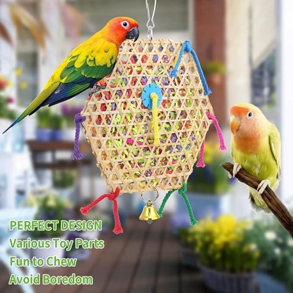 Bird Parrot Toys，2 Pack Bird Hanging Foraging Shredder Toys for Small Medium Small Bird Conure Cockatiel Parrotlet Lovebird Budgie - Image 6